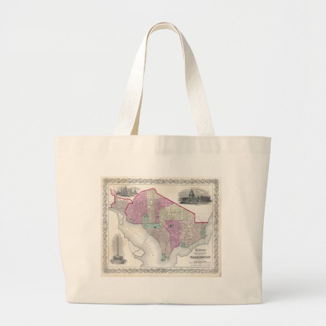 Georgetown and Washington DC Large Tote Bag (Front)