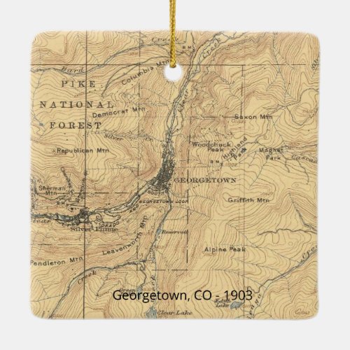 Georgetown Colorado Vintage Map Ceramic Ornament