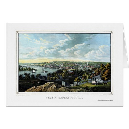 Georgetown, D.C. Panoramic Map - 1855 Cards (Front Horizontal)