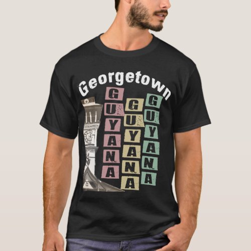 Georgetown Guyana with Flag Color Letters T_Shirt