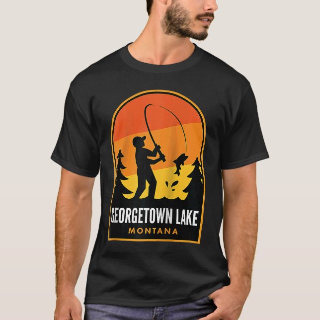 Georgetown Lake Montana Fishing Raglan T-Shirt (Front)