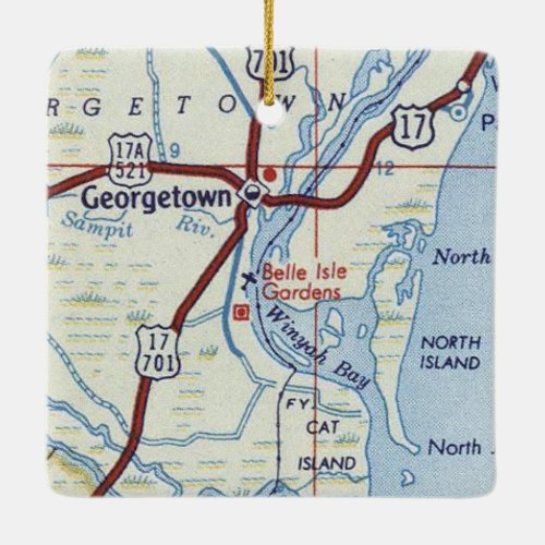 Georgetown SC Vintage Map Ceramic Ornament