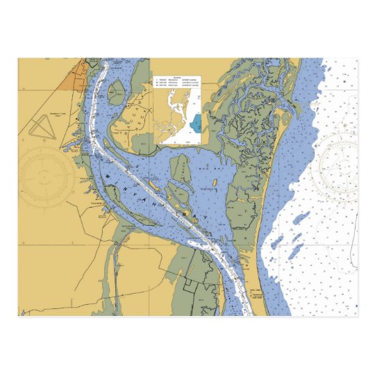 South Carolina Nautical Chart Postcard