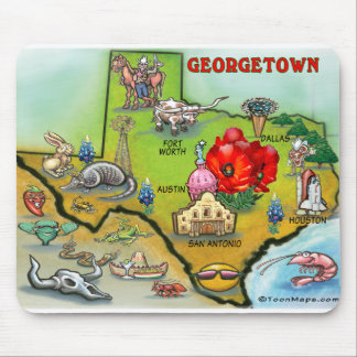 Georgetown Texas Cartoon Map Mouse Pad