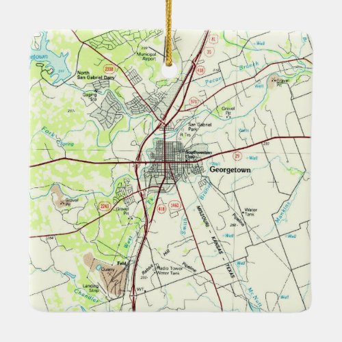 Georgetown TX Vintage Map Ceramic Ornament