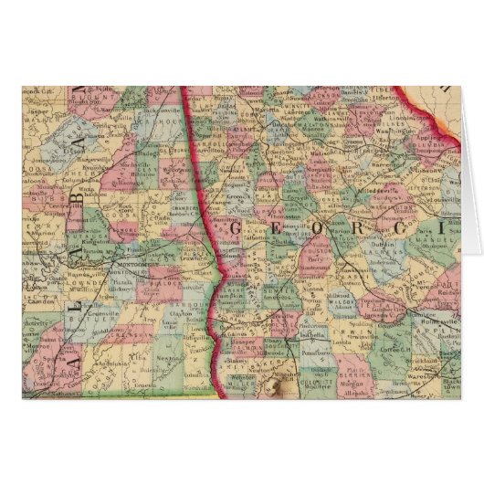 Georgia, Alabama Map by Mitchell Cards (Front Horizontal)