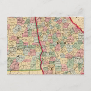 Georgia, Alabama Map by Mitchell Postcard