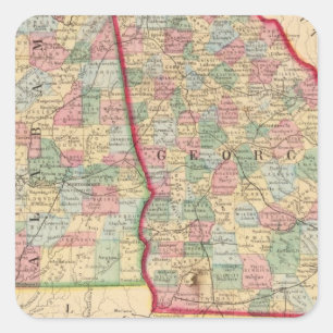 Georgia, Alabama Map by Mitchell Square Sticker