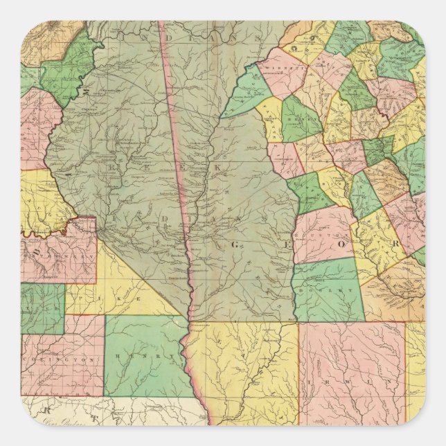 Georgia and Alabama 2 Square Sticker (Front)