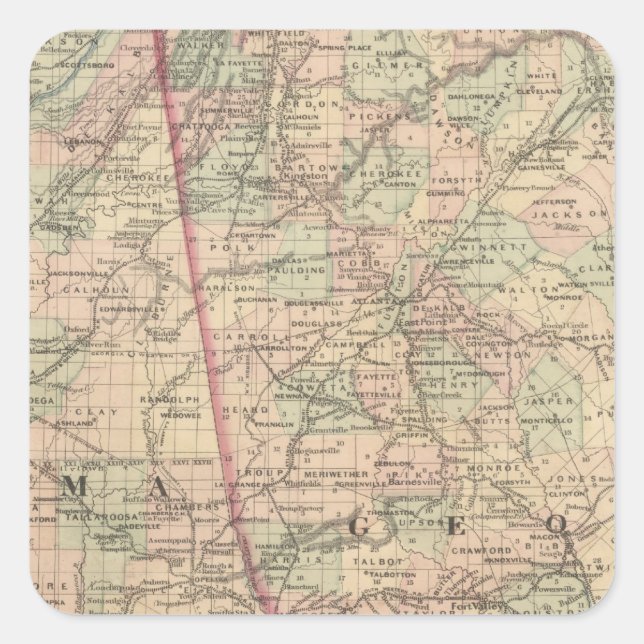 Georgia and Alabama Square Sticker (Front)