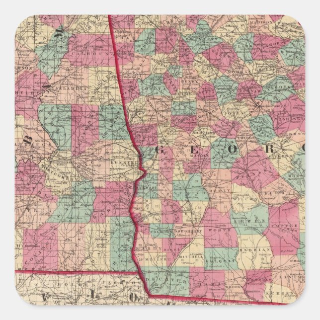 Georgia and Alabama Square Sticker (Front)