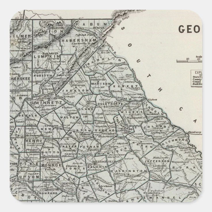 Atlas Map Square Sticker Zazzle