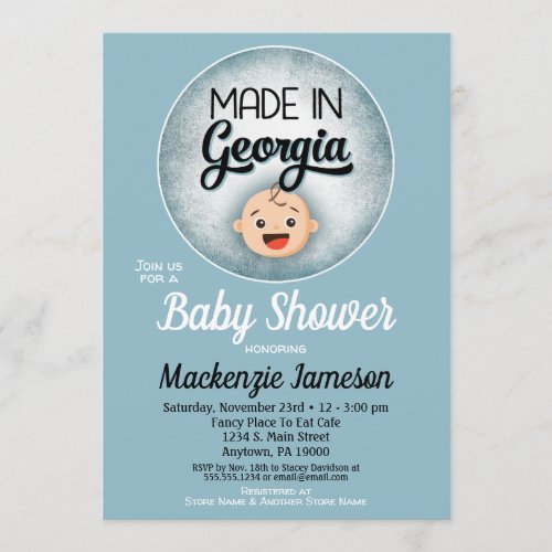 Georgia Baby Shower Funny Blue Boys Invitation