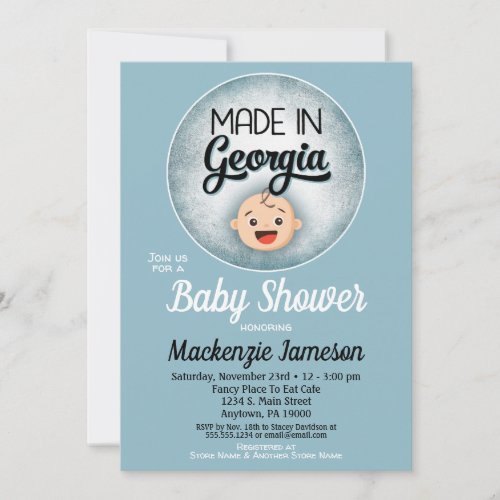 Georgia Baby Shower Funny Blue Boys Invitation