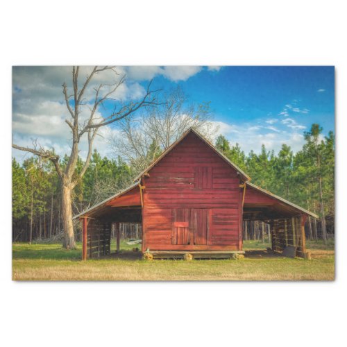 Georgia Barn Standing Proudly in Front of Forest Tissue Paper