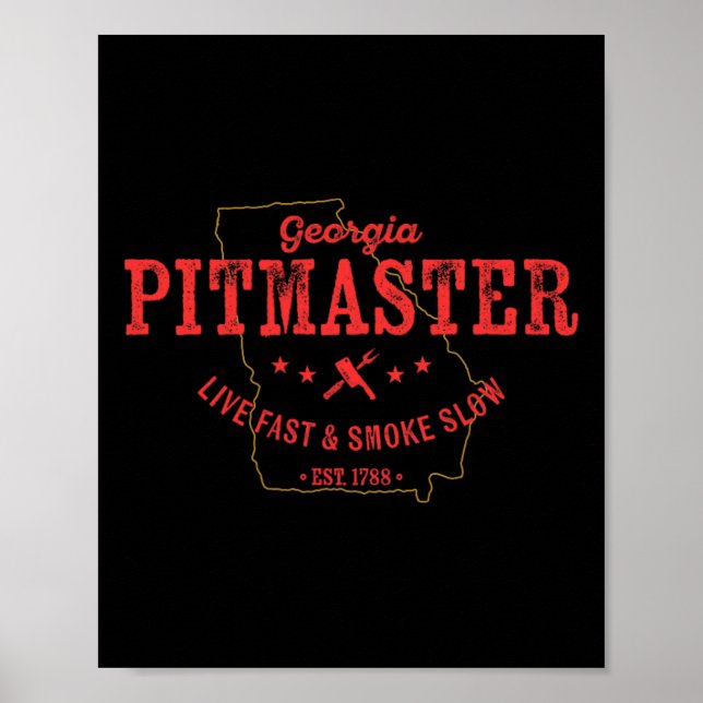 Georgia Bbq Pitmaster For Meat Smoking Barbecuing  Poster (Front)