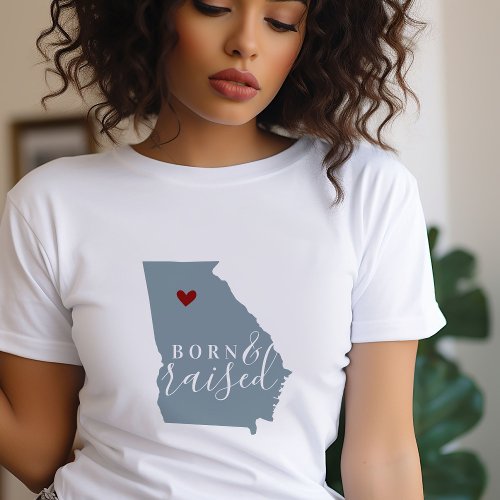 Georgia Born and Raised  Editable Color State Map T_Shirt
