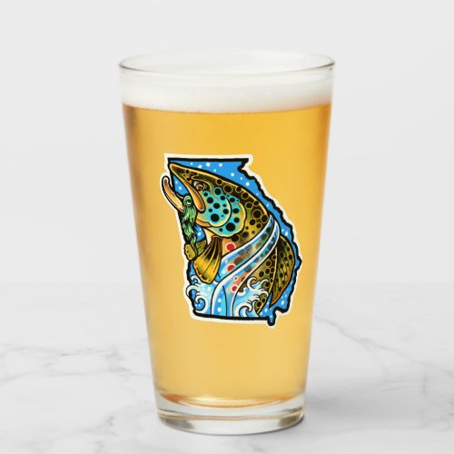 Georgia brown Trout Craft Beer Pint Glass