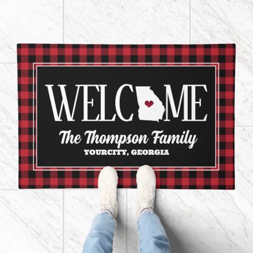 Georgia Buffalo Check Personalized Doormat