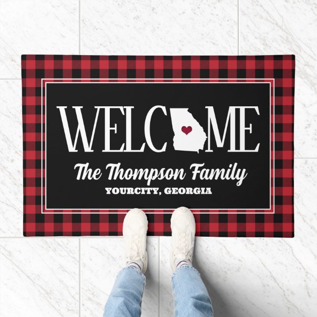 Georgia Buffalo Check Personalized Doormat (Indoor)
