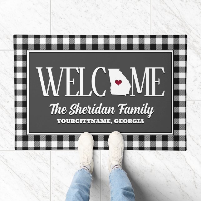 Georgia Buffalo Check Personalized Doormat (Indoor)