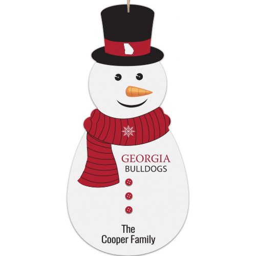 Georgia Bulldogs Large Snowman Christmas Ornament