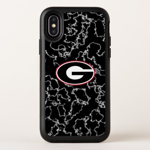 Georgia Bulldogs Logo  Black Marble OtterBox Symmetry iPhone X Case