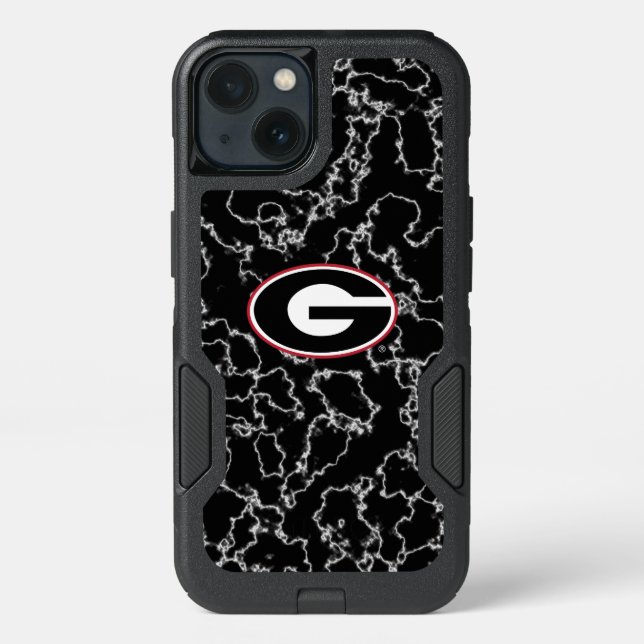 Georgia Bulldogs Logo | Black Marble Otterbox iPhone Case (Back)