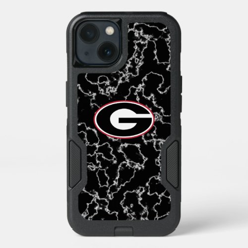 Georgia Bulldogs Logo  Black Marble iPhone 13 Case