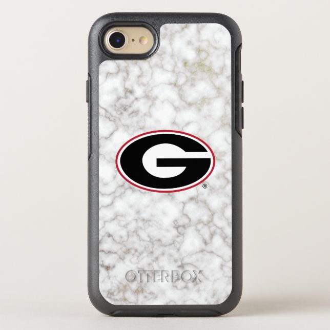 Georgia Bulldogs Logo | Marble Otterbox iPhone Case (Back)