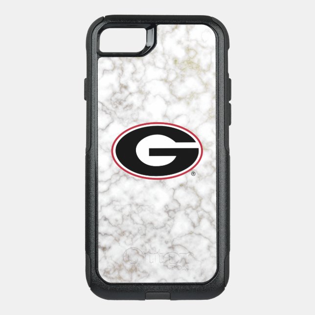 Georgia Bulldogs Logo | Marble Otterbox iPhone Case (Back)
