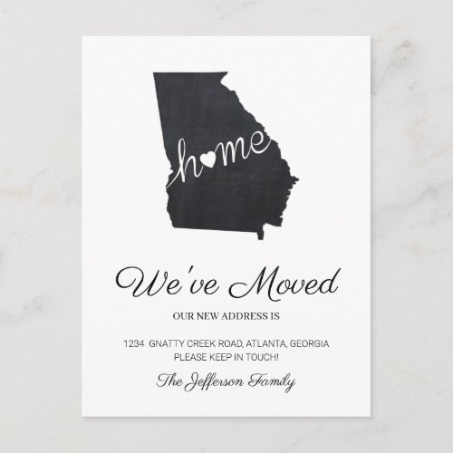 Georgia Chalkboard State Map Moving Postcard