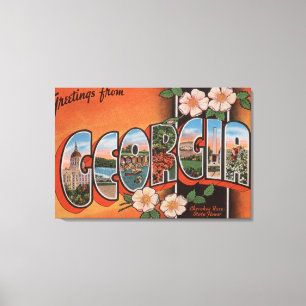 Georgia (Cherokee Rose) - Large Letter Scenes Canvas Print