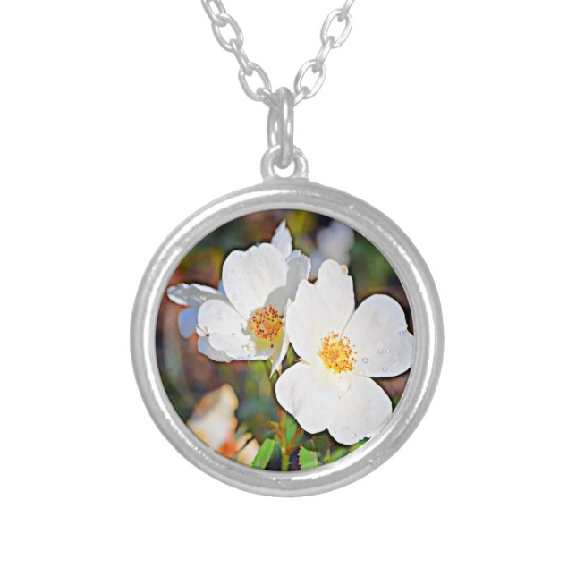 Georgia Cherokee Rose Silver Plated Necklace (Front)