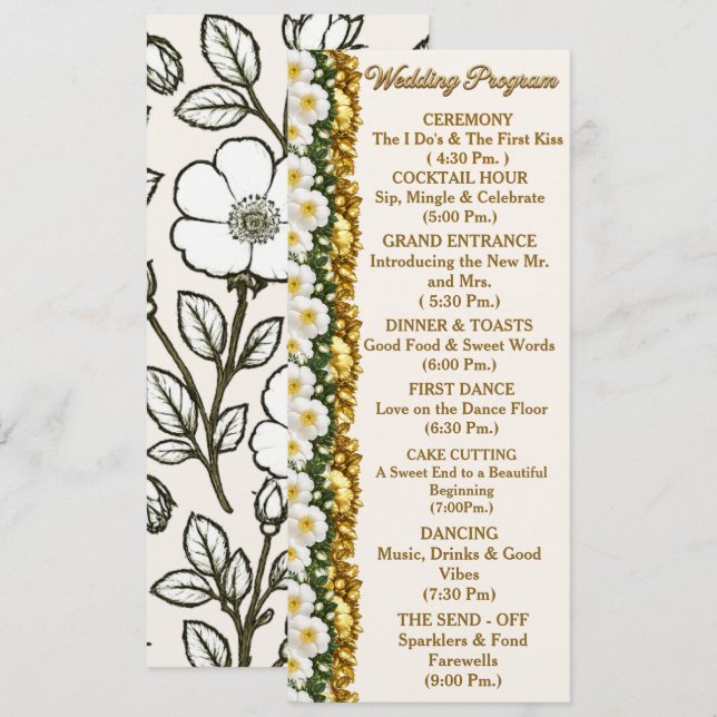 Georgia Cherokee Rose Wedding Program Card (Front/Back)