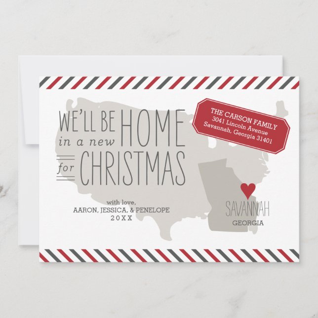 Georgia Christmas Moving Announcement Holiday Card (Front)