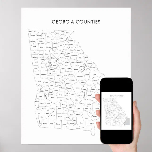 counties map with county names poster Zazzle