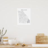 Georgia counties map with county names poster (Kitchen)