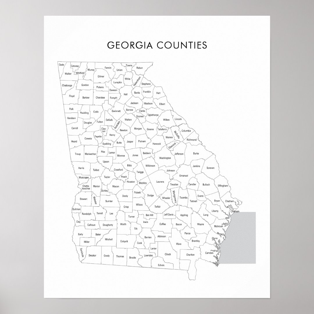 georgia-counties-map-with-county-names-poster-zazzle