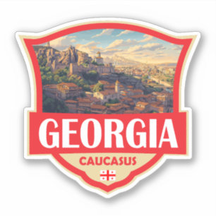 Georgia Country Illustration Retro Badge Sticker