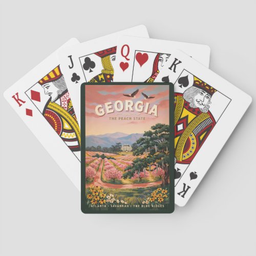 Georgia Country Illustration Travel Art Vintage Poker Cards