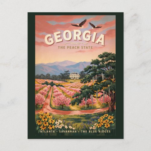 Georgia Country Illustration Travel Art Vintage Postcard
