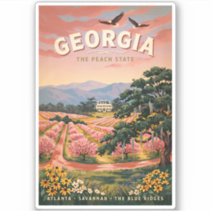 Georgia Country Illustration Travel Art Vintage Sticker