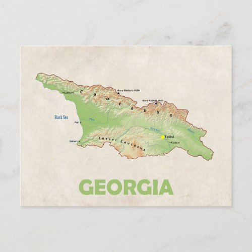 Georgia country map postscard postcard