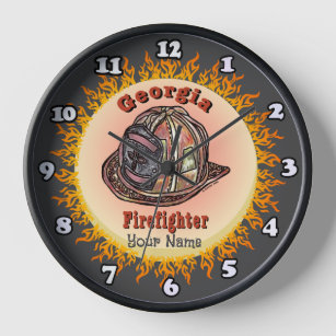 Georgia Firefighter custom name clock