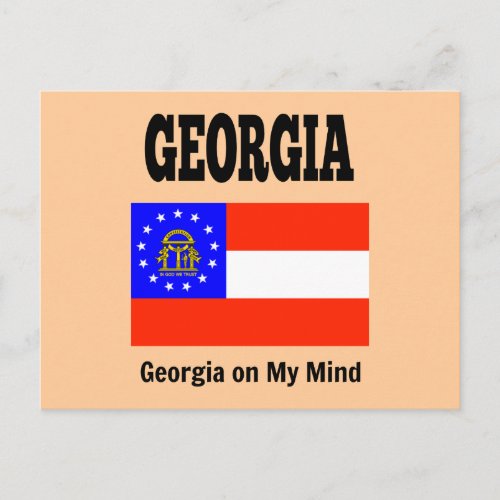 Georgia flag and slogan postcard