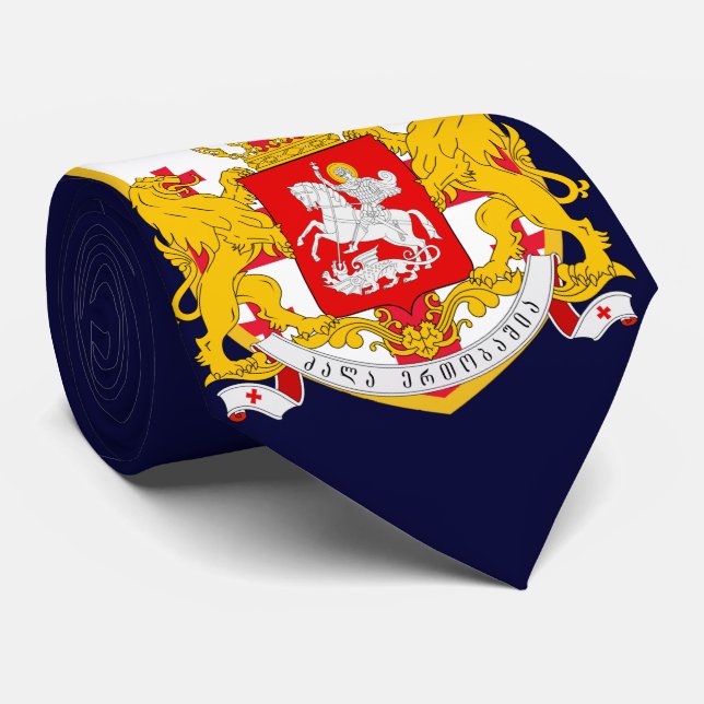 Georgia Flag Coat Arm Neck Tie (Rolled)
