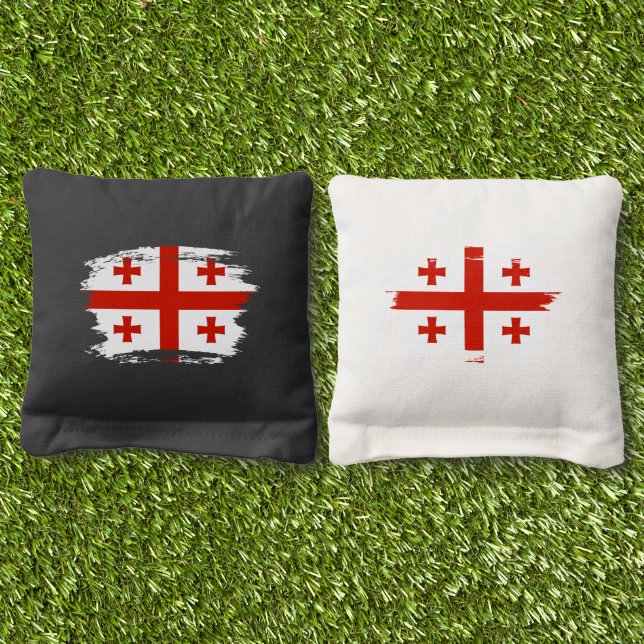Georgia flag cornhole bags (Grass)