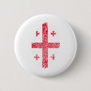 Georgia Flag Fingerprint Country Pride Button