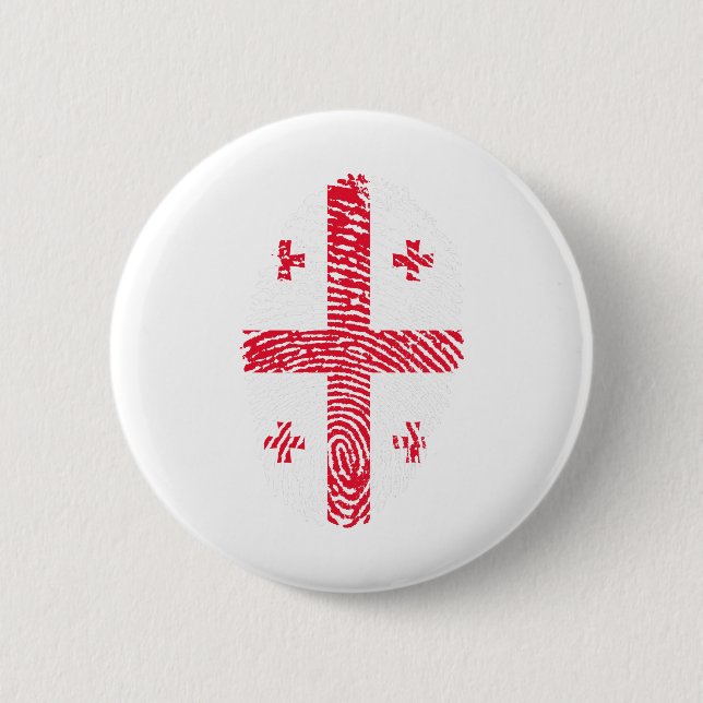 Georgia Flag Fingerprint Country Pride Button (Front)